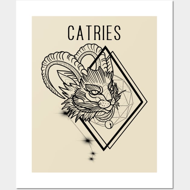 A zodiac cattery: aries by blacklinesw9 Wall Art by Blacklinesw9